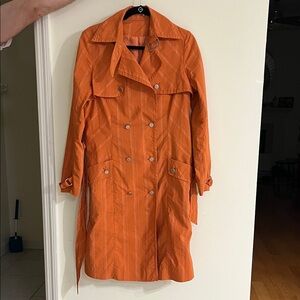 Orange Double-Breasted Women's Trench Coat